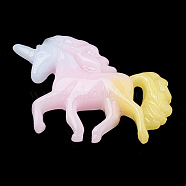 Resin Cabochons, with Glitter Powder, Imitation Jelly, Unicorn, Gold, 22x32x5.5mm(CRES-N016-35B)