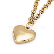 304 Stainless Steel Pendant Necklaces, with Toggle Clasps, Heart, Golden, 17.52 inch(44.5cm)(NJEW-JN03450-01)