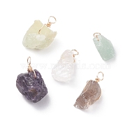 Natural Gemstone Pendants, with Eco-Friendly Copper Wire, Nuggets, Golden, 16~22x12~16.5x6.5~13mm, Hole: 2.6~3.3mm(PALLOY-JF01389-01)