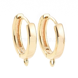 Brass Hoop Earring Findings, with Horizontal Loops, Real 18K Gold Plated, 15.5x13.5x2.5mm, Hole: 1.4mm, Pin: 0.8mm(X-KK-A168-25G)
