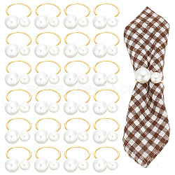 Iron Napkin Rings, Napkin Holder Adornment, Restaurant Daily Accessories, with ABS Imitation Pearl, Golden, 65x45.5x24.5mm, Inner Diameter: 39.5mm(AJEW-WH0001-45G)