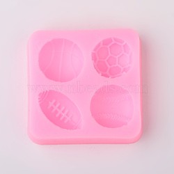 Sport Goods Design DIY Food Grade Silicone Molds, Fondant Molds, For DIY Cake Decoration, Chocolate, Candy, UV Resin & Epoxy Resin Jewelry Making, Random Single Color or Random Mixed Color, 60x60x12mm, Inner Size: 25~29x16~25mm(AJEW-L054-56)
