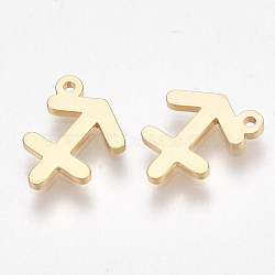 Ion Plating(IP) 304 Stainless Steel Charms, Constellation, Golden, Sagittarius, 10x8x1mm, Hole: 0.8mm(STAS-S107-06C)