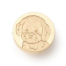 Golden Tone Wax Seal Brass Stamp Heads, for Wax Seal Stamp, Pet Series, Dog, 25x14mm, Hole: 7mm(AJEW-U008-03G-03)