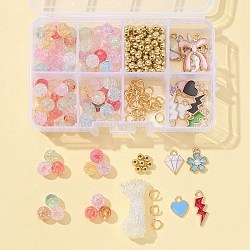 DIY Candy Color Bracelet Making Kit, Including Acrylic & ABS Plastic Beads, Lightning Bolt & Heart & Star & Sakura Alloy Enamel Pendants, Mixed Color, 293Pcs/box(DIY-FS0002-98)