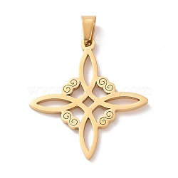 304 Stainless Steel Hollow Pendants, Knot, Golden, 27x25x1mm, Hole: 5x3mm(STAS-P313-01G)