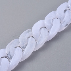 Handmade Acrylic Curb Chains/Twisted Chains, Imitation Gemstone, White, 23.5x17x5mm, about 39.37 inch(1m)/strand(AJEW-JB00530-04)