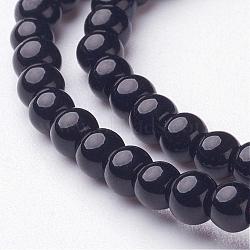 Black Glass Round Beads Strands, Size: about 3mm in diameter, hole: 1mm, about 110pcs/strand, 13 inch(X-GLAA-GR3MM-27)