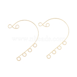 316 Stainless Steel Ear Cuff Findings, Non Piercing Earring Findings with 6 Loop, Golden, 59x46x0.5mm, Hole: 4mm(STAS-H148-04G)