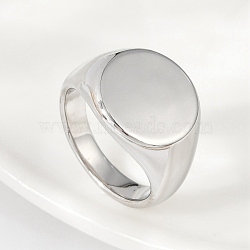 Flat Round 304 Stainless Steel Signet Rings, Stainless Steel Color, 15mm, Inner Diameter: 17mm(RJEW-V001-03P)