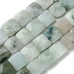 Natural Myanmar Jadeite Beads Strands, Faceted, Square, 12~13x12~13x4.5~5mm, Hole: 1mm, about 33pcs/strand, 16.14''(41cm)(G-A092-C01-03)