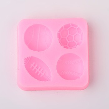Sport Goods Design DIY Food Grade Silicone Molds, Fondant Molds, For DIY Cake Decoration, Chocolate, Candy, UV Resin & Epoxy Resin Jewelry Making, Random Single Color or Random Mixed Color, 60x60x12mm, Inner Size: 25~29x16~25mm