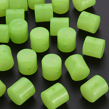 Imitation Jelly Acrylic Beads, Column, Light Green, 14.5x14.5mm, Hole: 1.8mm, about 200pcs/500g