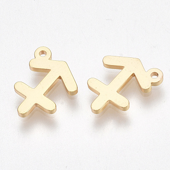 Ion Plating(IP) 304 Stainless Steel Charms, Constellation, Golden, Sagittarius, 10x8x1mm, Hole: 0.8mm