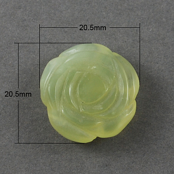 Natural New Jade Pendants, Flower, Green Yellow, 20.5x20.5x7mm, Hole: 1mm