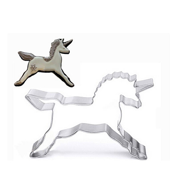 304 Stainless Steel Cookie Cutters, Cookies Moulds, DIY Biscuit Baking Tool, Unicorn, Stainless Steel Color, 83x55x17.5mm