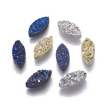 Imitation Druzy Gemstone Resin Beads, Horse Eye, Mixed Color, 15.3x7x3.5~4.5mm, Hole: 1.2mm