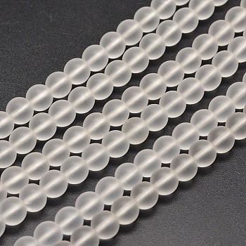 Frosted Synthetic Quartz Round Bead Strands, Clear, 4mm, Hole: 1mm, about 100pcs/strand, 15.7 inch