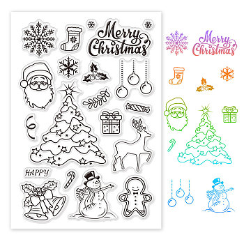 TPR Stamps, with Acrylic Board, for Imprinting Metal, Plastic, Wood, Leather, Mixed Patterns, Christmas Bell Pattern, 16x11cm