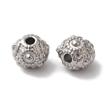 Non-Tarnish 304 Stainless Steel Beads, Round, Stainless Steel Color, 7x6mm, Hole: 1.6mm