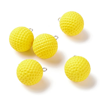Plastic Pendants, with Platinum Tone Iron Loops, Uneven Tennis and Rugby, Yellow, 23x20mm, Hole: 2mm
