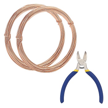 DIY Wire Wrapped Jewelry Kits, with Aluminum Wire and Iron Side-Cutting Pliers, Sandy Brown, 18 Gauge, 1mm, 10m/roll, 2rolls/set
