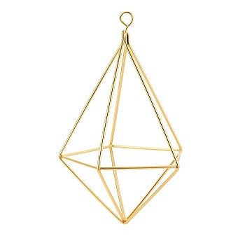 Iron Plant Hangers, Plant Hanger Stand, Rhombus, Golden, 126.5~127x74~76x74~76mm, Hole: 6.5x5.5mm