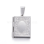 Tarnish Resistant 316 Stainless Steel Locket Pendants, Rectangle, Stainless Steel Color, 26x19x4.5mm, Hole: 9x5mm, Inner: 15x10mm(STAS-N0016-06P)