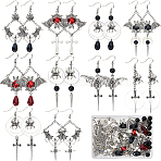 DIY Halloween Brass & Alloy Spider Bat Dangle Earring Making Kits, Antique Silver, 4~33x3~40x0.6mm(DIY-SC0026-59)