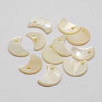 Dyed Natural Moon Shell Pendant, Seashell Color, 12x8~10x2mm, Hole: 1mm(SHEL-P003-10C)