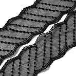 Polyester Wavy Edge Lace Trim, for Gift, Bowknot, Clothing Ornament Accessories, Black, Stripe Pattern, 3-1/4 inch(81mm), about 1.42 Yards(1.3m)/Strand(OCOR-WH0060-84A)