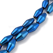 Electroplated Synthetic Magnetic Hematite Beads Strands, Bicone, Blue Plated, 6.2~6.5x12~12.5mm, Hole: 1.4mm, about 33pcs/strand, 16.89''(42.9cm)(G-Z032-B01-02C)