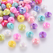 Opaque Acrylic Beads, AB Color Plated, Faceted Rondelle, Mixed Color, 8x5.5mm, Hole: 1.6mm, about 312pcs/50g(X-MACR-Q239-018)