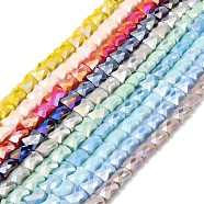 AB Color Plate Glass Beads Strands, Faceted Bamboo Stick, Mixed Color, 10.5~11x8x5mm, Hole: 1.4mm, about 60pcs/strand, 24.41~25.20''(62~64cm)(EGLA-P051-06A-B)