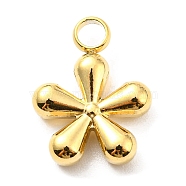 304 Stainless Steel Pendants, Flower Charm, Real 14K Gold Plated, 15.5x12x3.5mm, Hole: 2.5mm(STAS-B044-06G)