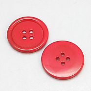 Resin Buttons, Dyed, Flat Round, Red, 28x3mm, Hole: 2mm, 98pcs/bag(RESI-D030-28mm-03)