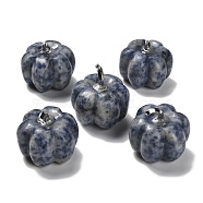 Natural Blue Spot Jasper Bell Pepper Figurines, for Home Desktop Decoration, with Alloy Findings, 29x30mm(G-Q190-02P-08)