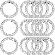 16Pcs Zinc Alloy Spring Gate Rings, Twist Ring, Platinum, 35.5x5mm, Inner Diameter: 25.5mm(FIND-SP0001-09)