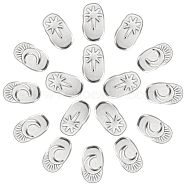 DICOSMETIC 16Pcs 2 Style Oval with Moon & Star 304 Stainless Steel Cabochons, DIY for Floating Lockets Glass Living Memory Lockets, Stainless Steel Color, 8pcs/style(STAS-DC0002-66)