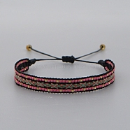 Adjustable Nylon Cord Braided Bead Bracelets, with Glass Seed Beads, Pink, 11 inch(28cm)(BJEW-Z013-39)