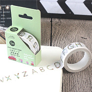 Letter Pattern Decorative Paper Tapes, Adhesive Tapes, for DIY Scrapbooking Supplie Gift Decoration, Green, 15mm, about 5.47 Yards(5m)/roll, 1roll/box(TAPE-PW0001-069)
