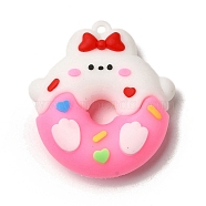 Donut PVC Plastic Cartoon Pendants, for DIY Keychain Making, Rabbit, 45x41x14mm, Hole: 3mm(PVC-G005-04D)