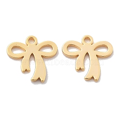 Brass Pendants, Bowknot Charms, Real 18K Gold Plated, 11x11.5x1mm, Hole: 1.2mm(KK-K382-18G)