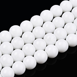 Opaque Solid Color Glass Beads Strands, Round, White, 8~8.5mm, Hole: 1.5mm, about 51~53pcs/strand, 14.96 inch~15.55 inch(38~39.7cm)(GLAA-T032-P8mm-02)