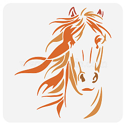 PET Hollow Out Drawing Painting Stencils, for DIY Scrapbook, Photo Album, Horse Pattern, 300x300mm(DIY-WH0418-0035)