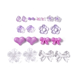 DIY Jewelry Making Finding Kit, Including Butterfly Glass Cabochons, Flower & Bowknot & Teardrop & Heart & Round Glass & Acrylic & Plastic Beads, Acrylic Bead Frames & Bead Caps, Orchid(DIY-FS0002-92A)
