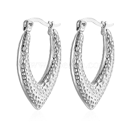 Non-Tarnish 304 Stainless Steel Hoop Earrings, Teardrop, Stainless Steel Color, 29x19mm(AJ0524-2)