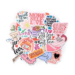 Self Love Club Theme Waterproof Self Adhesive Paper Stickers, for Suitcase, Skateboard, Refrigerator, Helmet, Mobile Phone Shell, Colorful, Word, 38~75x36~76x0.2mm, about 50pcs/bag(DIY-F108-11)