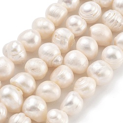 Natural Cultured Freshwater Pearl Beads Strands, Potato, Antique White, 8~9mm, Hole: 0.6mm, about 22~23pcs/strand, 6.50 inch(16.5cm)(PEAR-C003-15B)