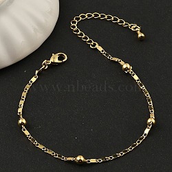 Rack Plating Brass Link Chain Bracelets for Women, with Brass Round Brads, Cadmium Free & Lead Free, 901 Stainless Steel Clasp, Long-Lasting Plated, Real 18K Gold Plated, 6-1/4 inch(16cm)(BJEW-G735-03G)